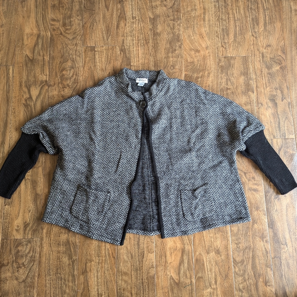 100% Wool Cardigan Poncho